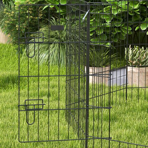 Parc Pour Chiots Modulable 8 Pièces, 76 Cm De Haut, Métal Noir, Pour Chiens Moyens