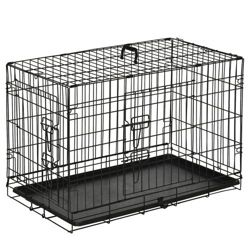 Transporteur Pliable Pour Petits Animaux, Cage Métallique 76x46x52 Cm, Noir, Sécurisé