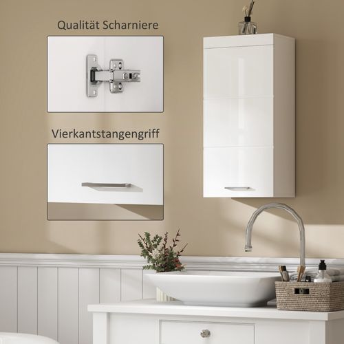Armoire Murale De Salle De Bain Blanche Avec Porte, 2 Étagères, 37,2x24,5x76,8 Cm