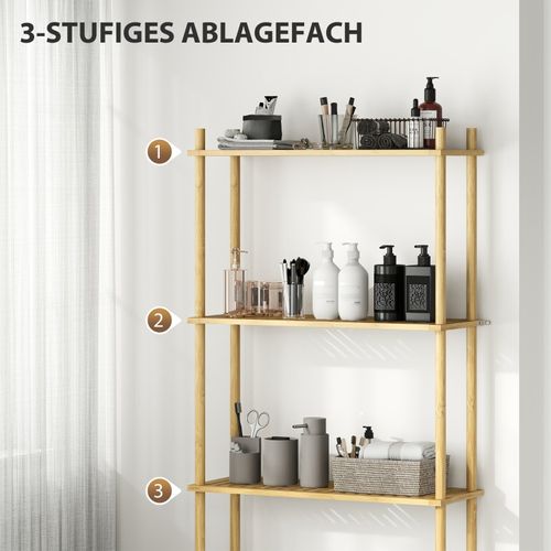 Étagère Wc 3 Niveaux En Bambou Naturel, Gain De Place, Style Campagne