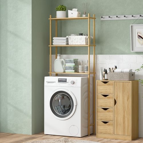 Étagère Wc 3 Niveaux En Bambou Naturel, Gain De Place, Style Campagne