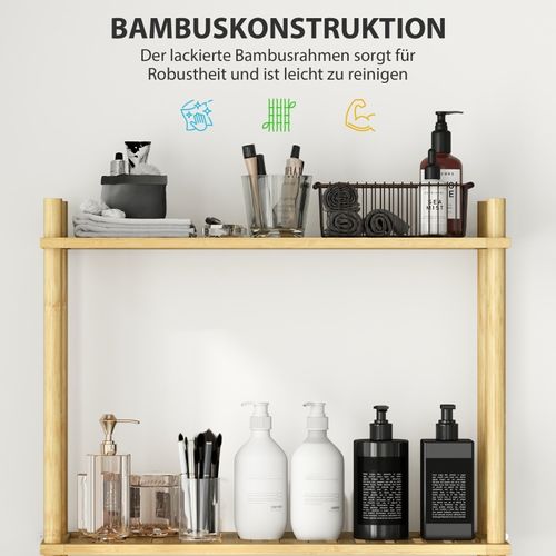 Étagère Wc 3 Niveaux En Bambou Naturel, Gain De Place, Style Campagne