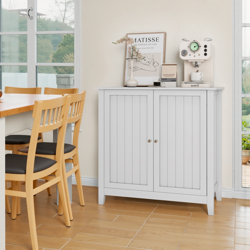 Armoire De Toilette Blanc 80x40x80 Cm Avec Portes Doubles Et Étagères Réglables