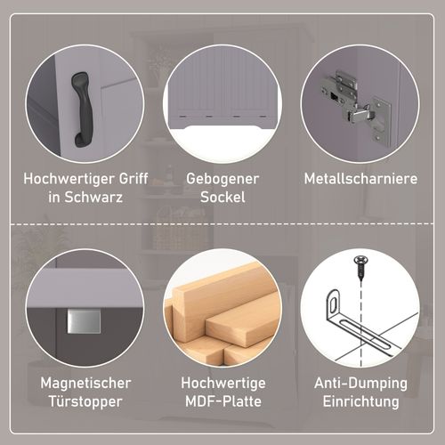 Armoire De Salle De Bain Grise 78x35x172 Cm Avec Double Panier à Linge