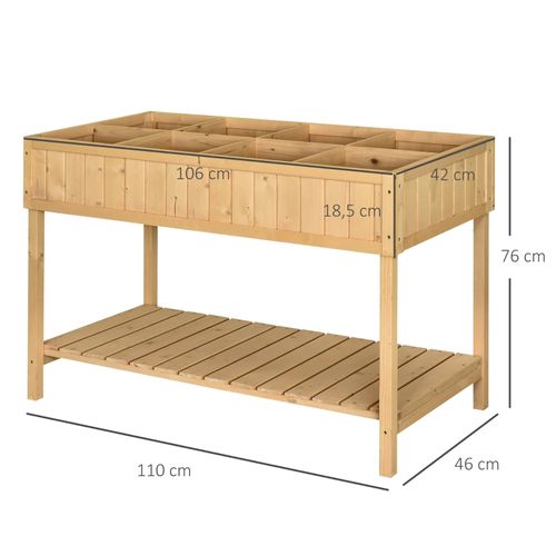 Table De Rempotage En Bois Massif Avec 8 Compartiments Et Drainage 110x46x76 Cm