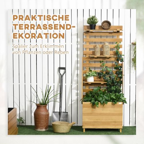 Hochbeet Avec Treillis Et 3 Étagères En Bois Massif, 63x39x160 Cm