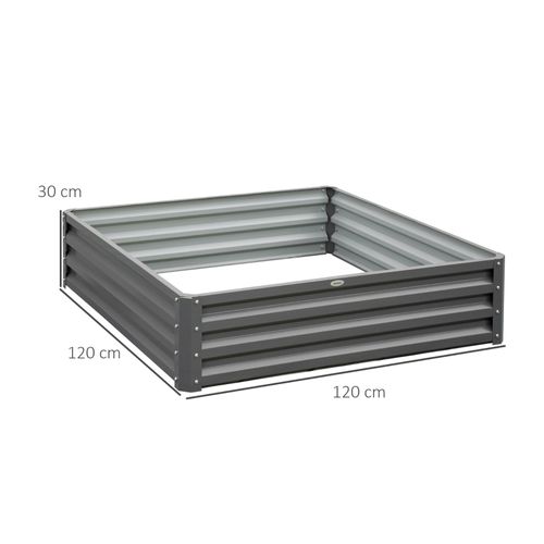 Bac à Fleurs En Acier Gris Clair 120x120x30 Cm Pour Jardin, Balcon Et Terrasse