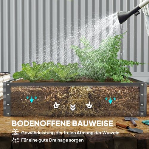 Bac à Fleurs En Acier Gris Clair 120x120x30 Cm Pour Jardin, Balcon Et Terrasse