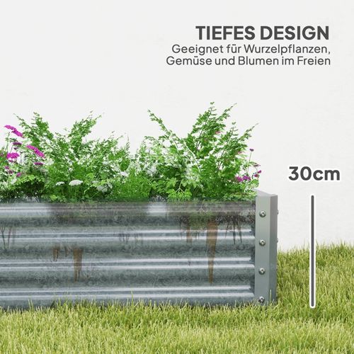 Haut Bac à Fleurs En Acier 180x90x30 Cm Résistant Aux Intempéries, Balcon Et Jardin