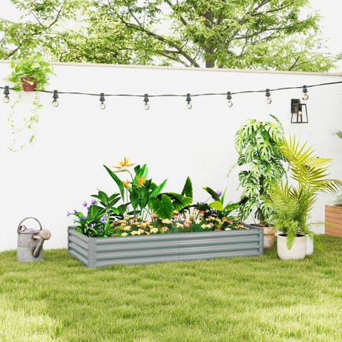 Haut Bac à Fleurs En Acier 180x90x30 Cm Résistant Aux Intempéries, Balcon Et Jardin