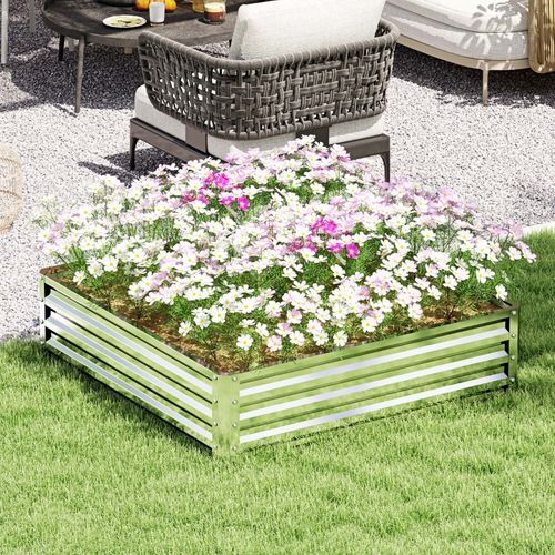 Jardinière En Acier Inoxydable 120x120x30 Cm, Jardin, Balcon, Terrasse