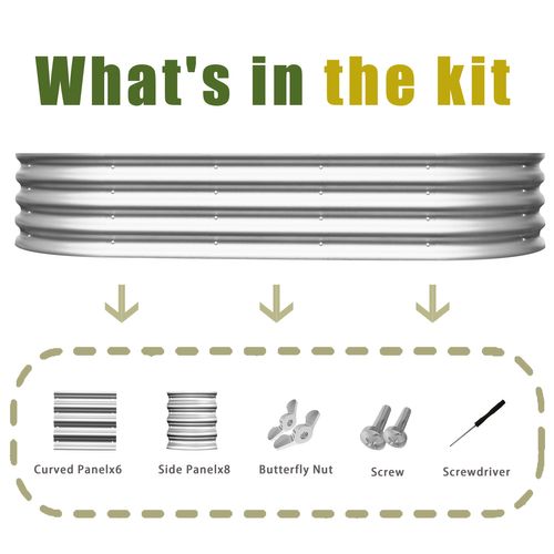 Bac à Fleur En Acier Galvanisé 183x92x31 Cm, Robuste Et Anti-rouille, Lot De 2