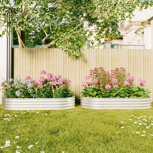 Bac à Fleur En Acier Galvanisé 244x122x31 Cm, Robuste Et Résistant Aux Intempéries