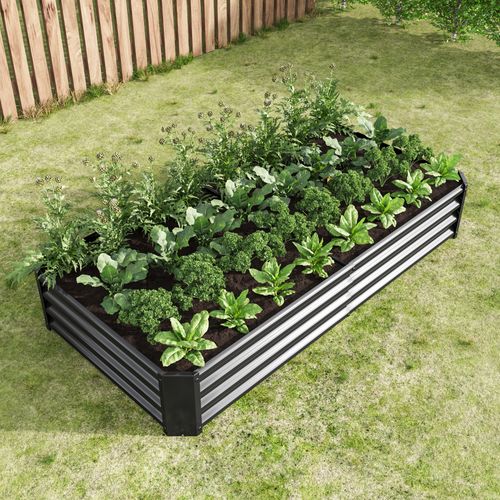 Bac à Fleur En Acier Anthracite 180x91x30 Cm, Robuste Et Durable Sans Fond