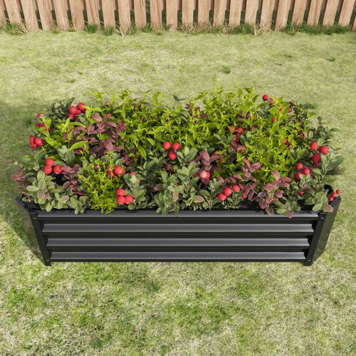 Bac à Fleur En Acier Anthracite 120x61x30  Cm, Robuste Et Durable Sans Fond
