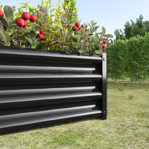 Bac à Fleur En Acier Anthracite 120x61x30  Cm, Robuste Et Durable Sans Fond