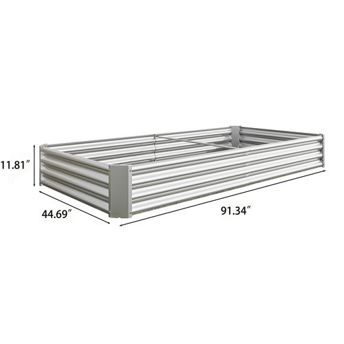 Bac à Fleur En Acier Argenté 232x113.5x30 Cm, Robuste Et Durable Sans Fond