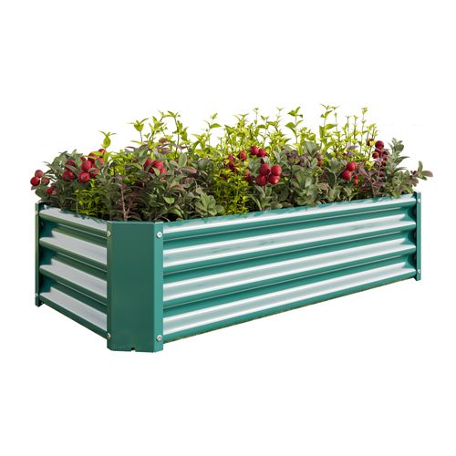 Bac à Fleur En Acier Vert 120x61x30  Cm, Robuste Et Durable Sans Fond