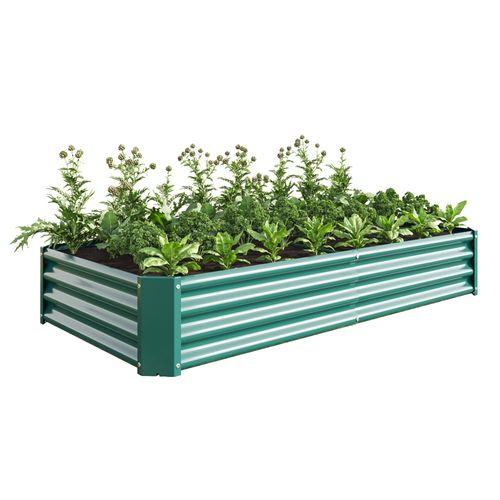 Bac à Fleur En Acier Vert 180x91x30 Cm, Robuste Et Durable Sans Fond