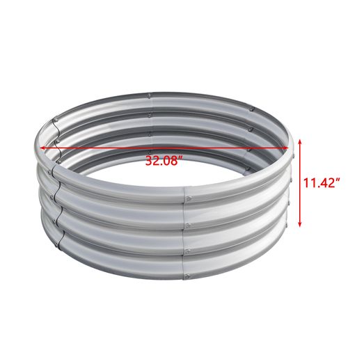 Bac à Fleur Rond Galvanisé 45x45x30 Cm, Robuste Et Durable, Pour Jardin Extérieur, Argenté