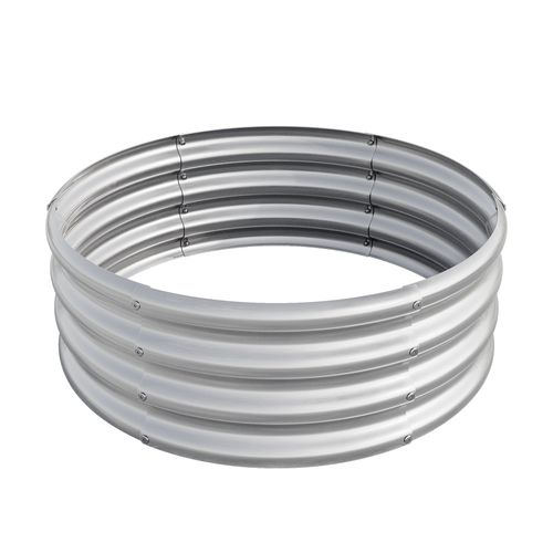 Bac à Fleur Rond Galvanisé 45x45x30 Cm, Robuste Et Durable, Pour Jardin Extérieur, Argenté