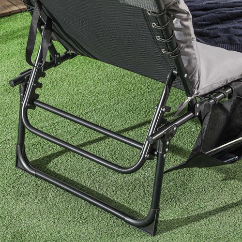 Transat Pliant Avec Dossier Inclinable 5 Positions Et Coussin, Acier Gris Clair