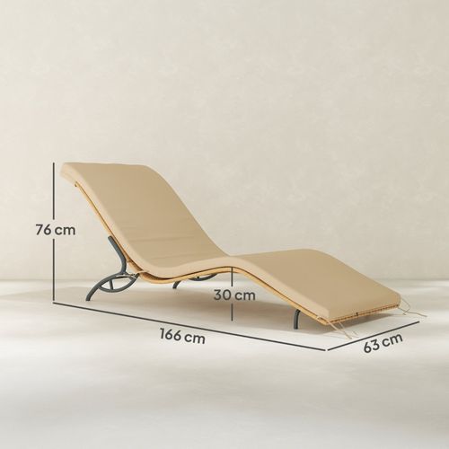 Chaise Longue De Jardin En Rotin Synthétique Avec Coussin Beige