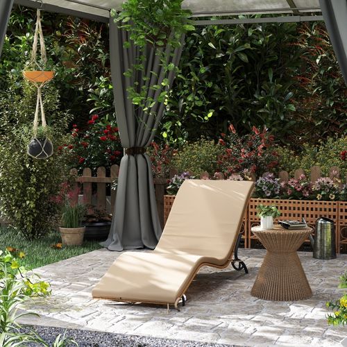 Chaise Longue De Jardin En Rotin Synthétique Avec Coussin Beige