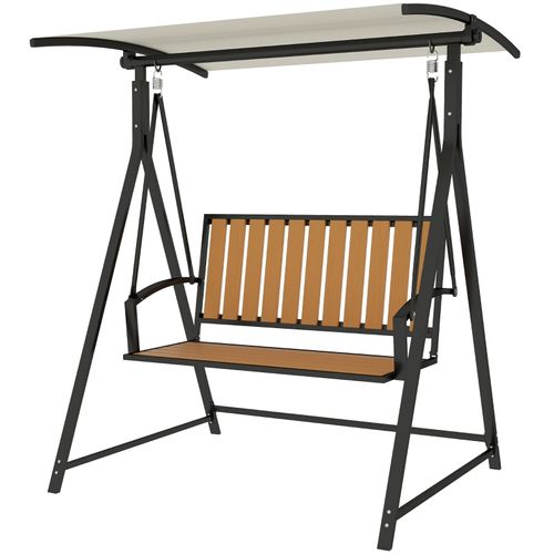 Balancelle De Jardin 2 Places Avec Toit Réglable, Résistante Aux Intempéries, Noire