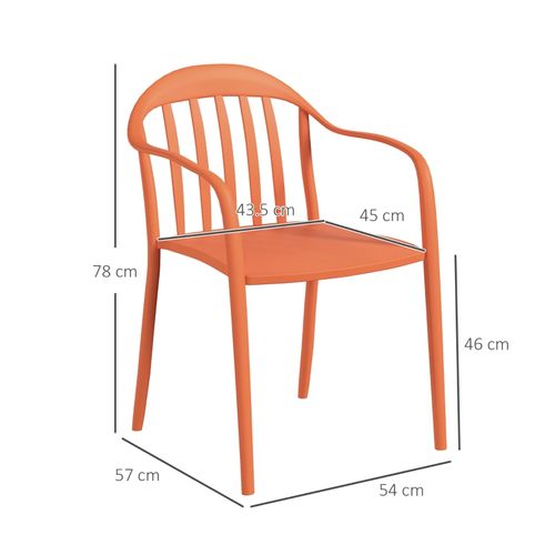 Lot De 4 Chaises De Jardin Empilables En Plastique Rouge, Résistantes Aux Intempéries
