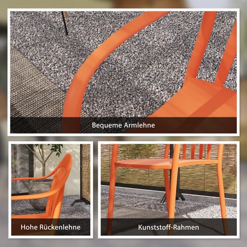 Lot De 4 Chaises De Jardin Empilables En Plastique Rouge, Résistantes Aux Intempéries