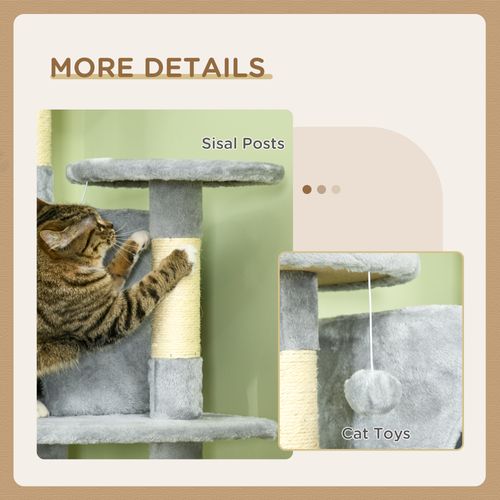 Arbre à Chat XXL 200 Cm Avec Niches, Hamacs Et Griffoirs, Gris Clair
