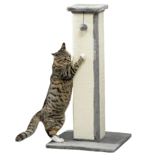 Colonne à Griffer 81 Cm Avec Balle Suspendue, Sisal Naturel Gris Crème