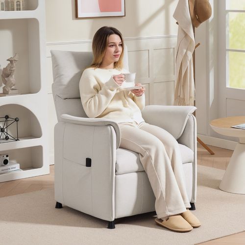 Fauteuil Relax Électrique Avec Fonction Mémoire Et Revêtement Velours Crème