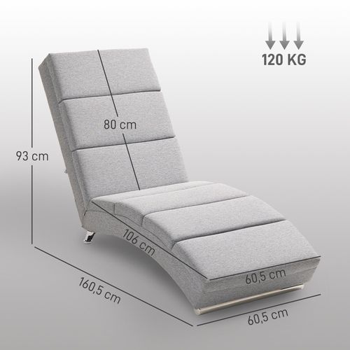 Fauteuil Relax Lounge En Lin Gris Clair Avec Pieds En Acier, Design Élégant