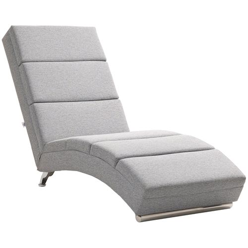 Fauteuil Relax Lounge En Lin Gris Clair Avec Pieds En Acier, Design Élégant