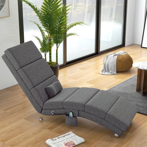 Fauteuil De Relaxation Électrique Avec Massage, Télécommande, Coussin, Gris Foncé