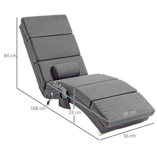 Fauteuil De Relaxation Électrique Avec Massage, Télécommande, Coussin, Gris Foncé