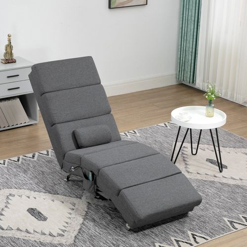 Fauteuil De Relaxation Électrique Avec Massage, Télécommande, Coussin, Gris Foncé