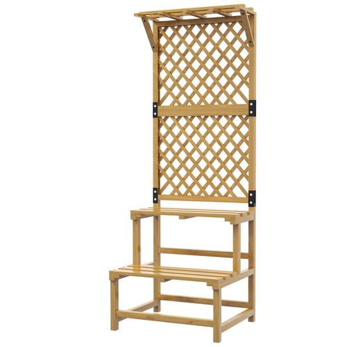 Étagère à Plantes En Bois à 2 Niveaux Avec Treillis, Pour Jardin Et Terrasse 60x50x166 Cm Jaune