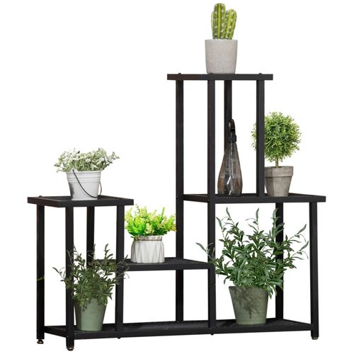 Étagère à Plantes 4 Niveaux En Métal Noir, Pour Balcon Et Jardin 91x25x83 Cm