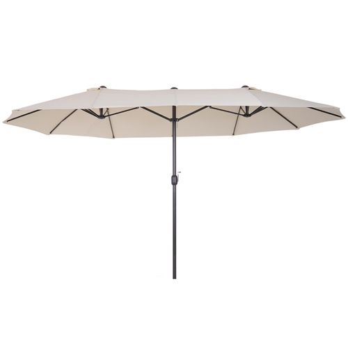 Parasol Double Ovale Beige Avec Manivelle 455x270 Cm Pour Terrasse