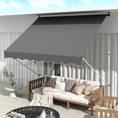 Store Banne Autoportant Gris Avec Manivelle 300x150 Cm Réglable
