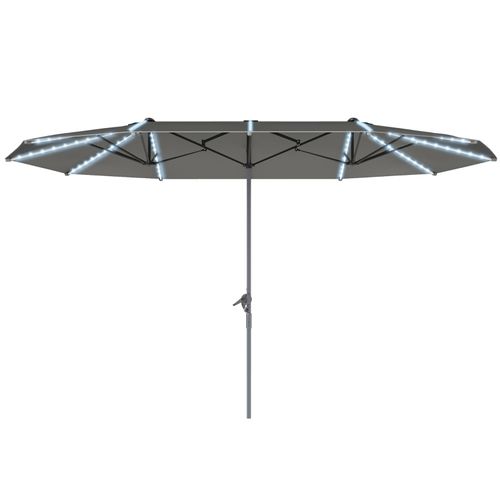 Parasol Double LED Solaire 451x267 Cm Aluminium Uv50+ Gris