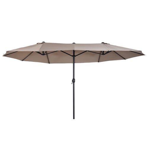 Parasol Double Ovale 460x270 Cm Avec Manivelle Polyester Café Clair