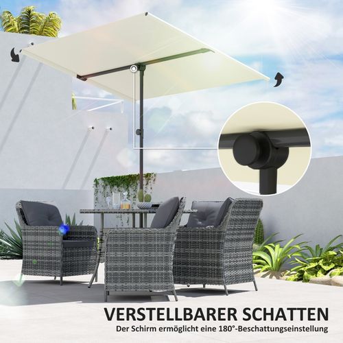 Parasol Inclinable Et Rotatif 180° 150x205 Cm En Aluminium Beige Pour Balcon