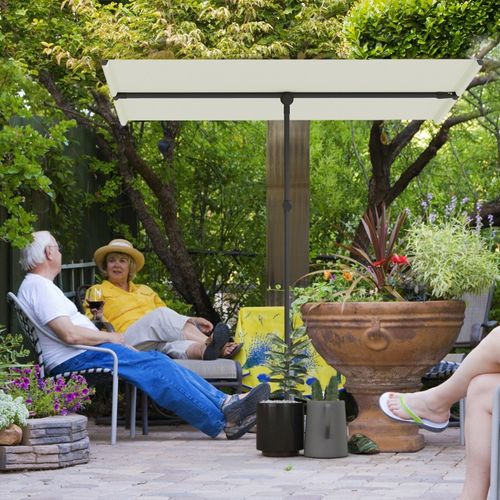 Parasol Inclinable Et Rotatif 180° 150x205 Cm En Aluminium Beige Pour Balcon