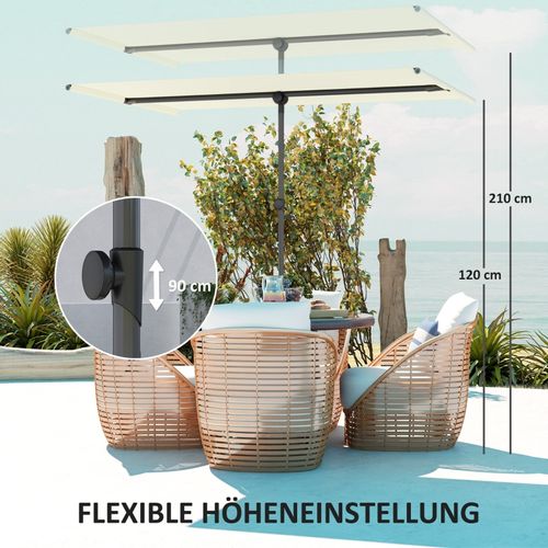 Parasol Inclinable Et Rotatif 180° 150x205 Cm En Aluminium Beige Pour Balcon