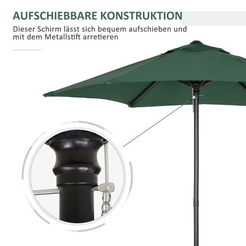 Parasol Hexagonal Ø196 Cm Inclinable Avec Manivelle Vert Pour Jardin