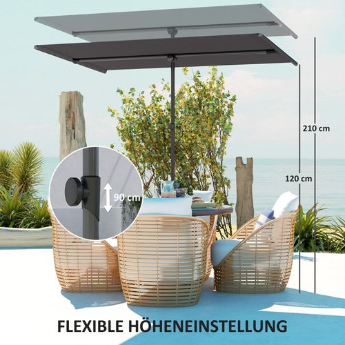 Parasol Inclinable Et Rotatif 180° 150x205 Cm En Aluminium Gris Foncé Pour Balcon